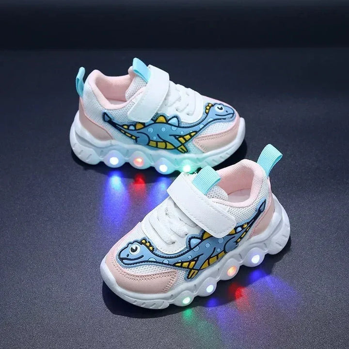 Light-up dino trainers for children with Velcro fastening – GlowSteps