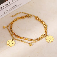 Gold Bracelet with Four-Leaf Clover Charm | Women's Lucky Jewellery-GOLD-State of Style