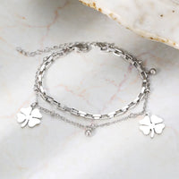 Gold Bracelet with Four-Leaf Clover Charm | Women's Lucky Jewellery-SILVER-State of Style
