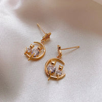 Gold Cat Ear Earrings with Zirconia - Feline-State of Style