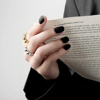 Gold Croissant Ring | Unique Textured Band-GOLD-State of Style