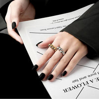 Gold Croissant Ring | Unique Textured Band-GOLD-State of Style