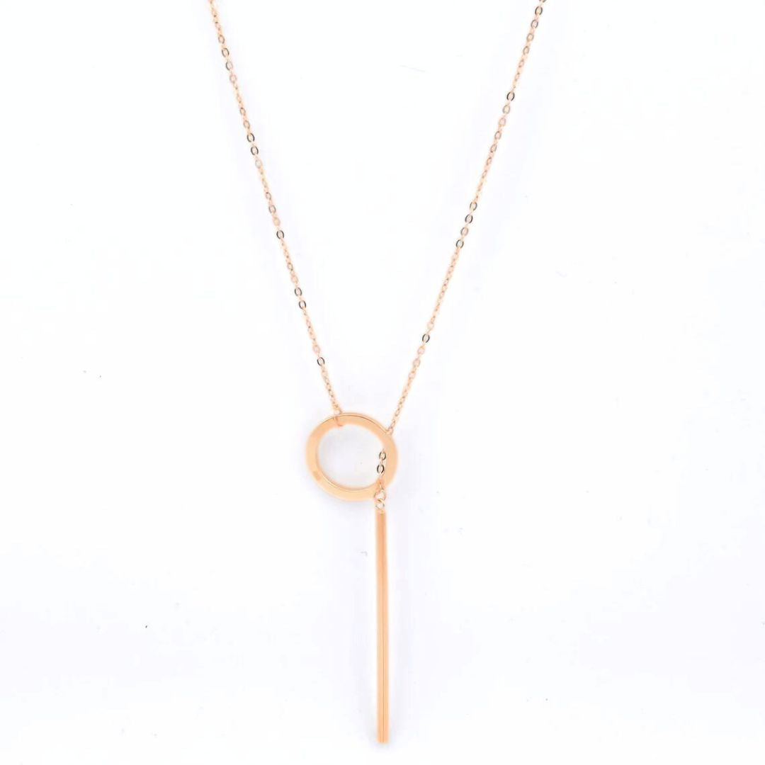 Gold Drop Bar Lariat Necklace | Elegant Women's Jewellery | Versatile Style-ROSE GOLD-State of Style