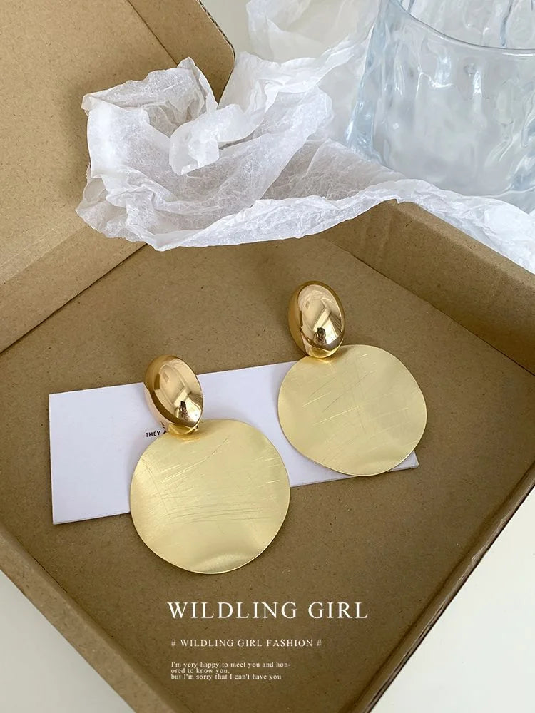 Gold Earrings with Round Dangle Charms - Amaya-State of Style