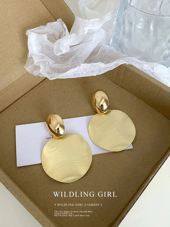 Gold Earrings with Round Dangle Charms - Amaya-State of Style