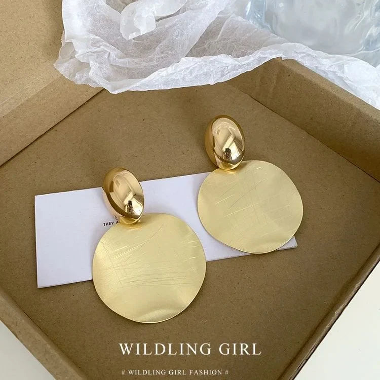 Gold Earrings with Round Dangle Charms - Amaya-State of Style