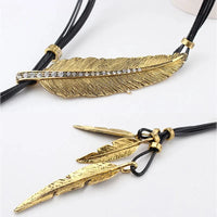 Gold Feather Necklace | Boho Style Jewellery-GOLD-BROWN-State of Style