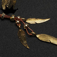 Gold Feather Necklace | Boho Style Jewellery-GOLD-BROWN-State of Style