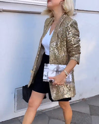 Gold Glitter Jacket with Sequins - Rosamund-Gold-S-State of Style