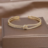 Gold Knot Crystal Bangle-GOLD-State of Style