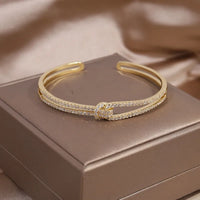 Gold Knot Crystal Bangle-GOLD-State of Style