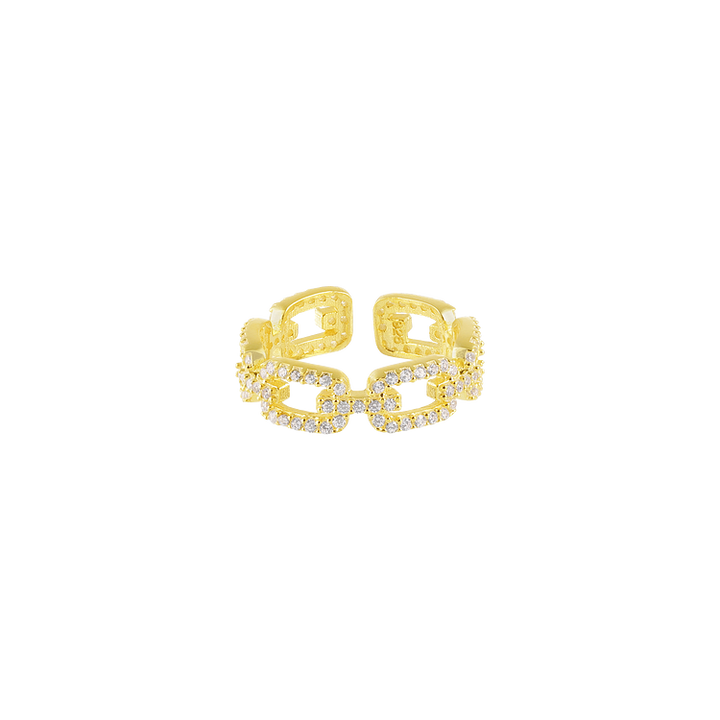 Gold Link Ring with Zirconia - Marina-State of Style
