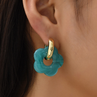 Gold Plated Flower Earrings - Valeria-Light blue-State of Style