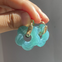Gold Plated Flower Earrings - Valeria-Light blue-State of Style