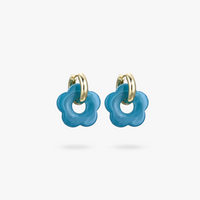 Gold Plated Flower Earrings - Valeria-Light blue-State of Style