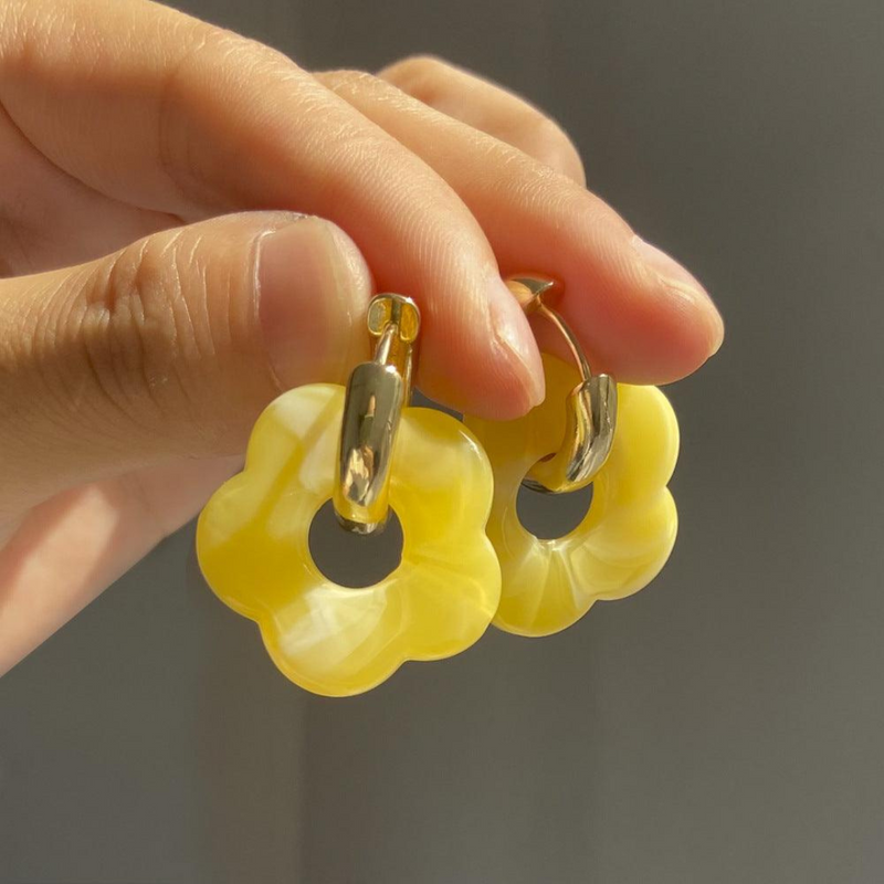 Gold Plated Flower Earrings - Valeria-Yellow-State of Style