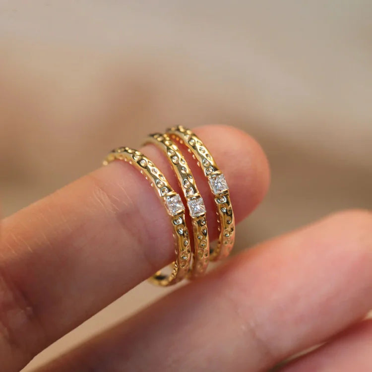 Gold Plated Sterling Silver Ring with Zirconia - Aurora-5-State of Style