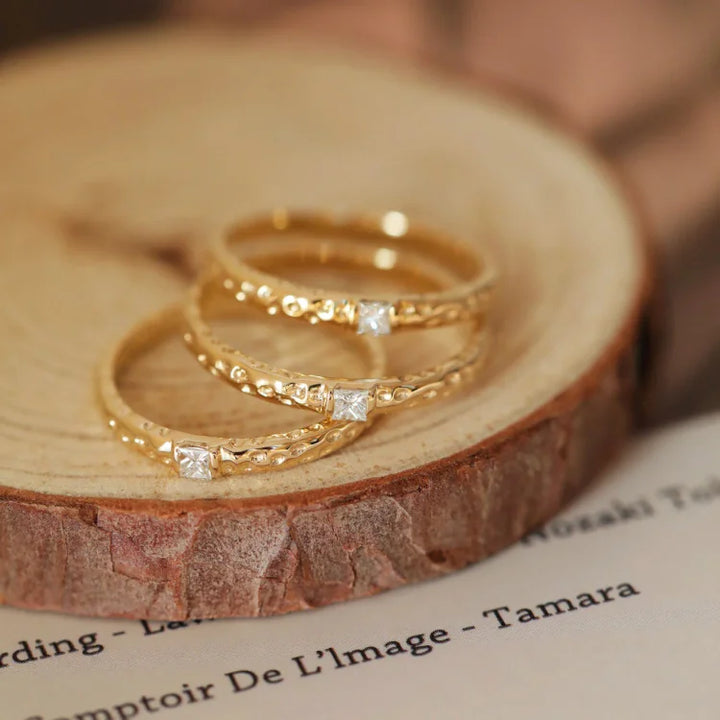 Gold Plated Sterling Silver Ring with Zirconia - Aurora-5-State of Style