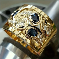 Gold Ring with Blue Vintage Crystals - Elara-6-State of Style