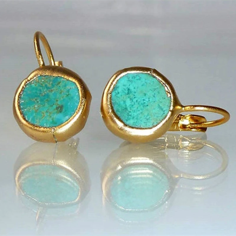 Golden Earrings with Turquoise Accents - Amaranta-State of Style