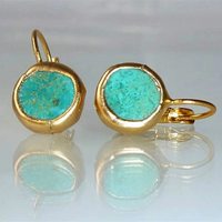 Golden Earrings with Turquoise Accents - Amaranta-State of Style