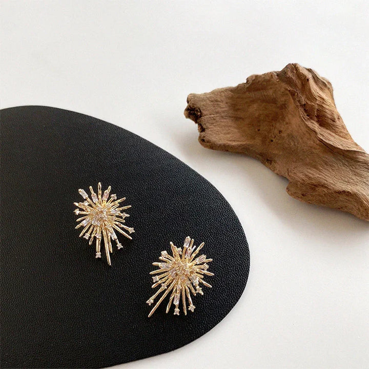 Golden Firework Zirconia Earrings – Livia-State of Style