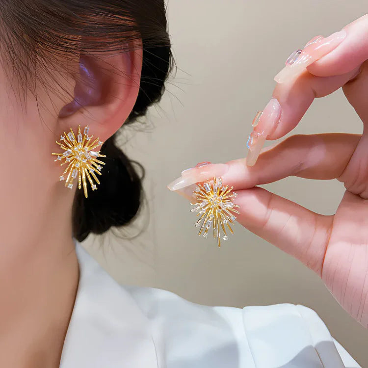 Golden Firework Zirconia Earrings – Livia-State of Style