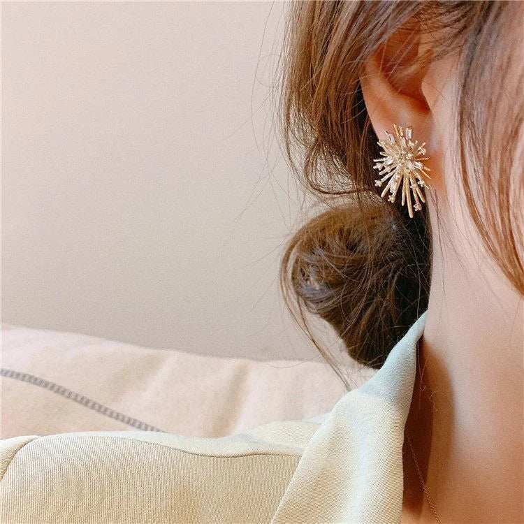 Golden Firework Zirconia Earrings – Livia-State of Style
