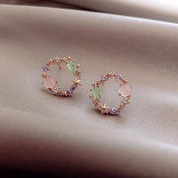 Golden Flower Earrings with Zirconia - Fiorella-State of Style