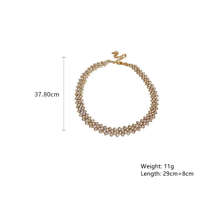 Golden Gala Rhinestone Geometric Necklace-State of Style