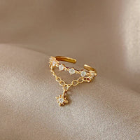 Golden Hexagram Chain Ring - Lyra-State of Style
