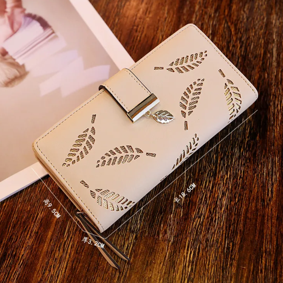 Golden Leaf PU Leather Wallet-Khaki-Long Wallet-State of Style