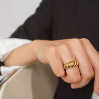 Golden Rope Dome Ring - Selene-5-State of Style