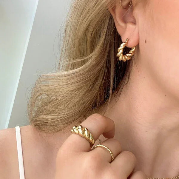 Golden Rope Dome Ring - Selene-5-State of Style