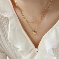 Golden Scallop Flower Necklace - Lilac-State of Style