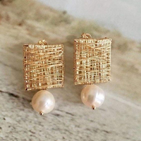 Golden Wire Earrings with Pearls – Felina-State of Style