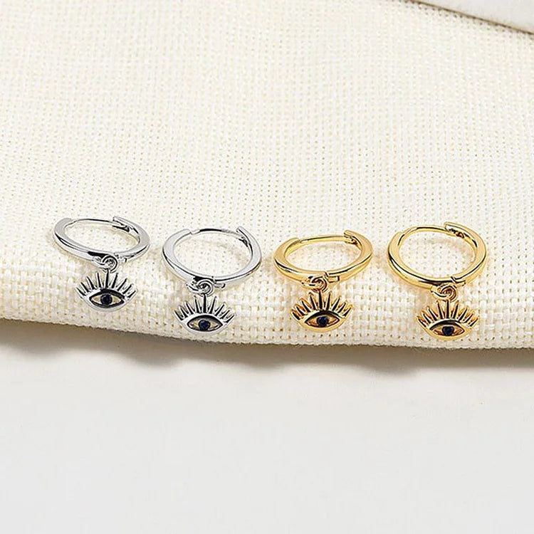 Gold/Silver Evil Eye Drop Earrings – Noa-Silver-State of Style