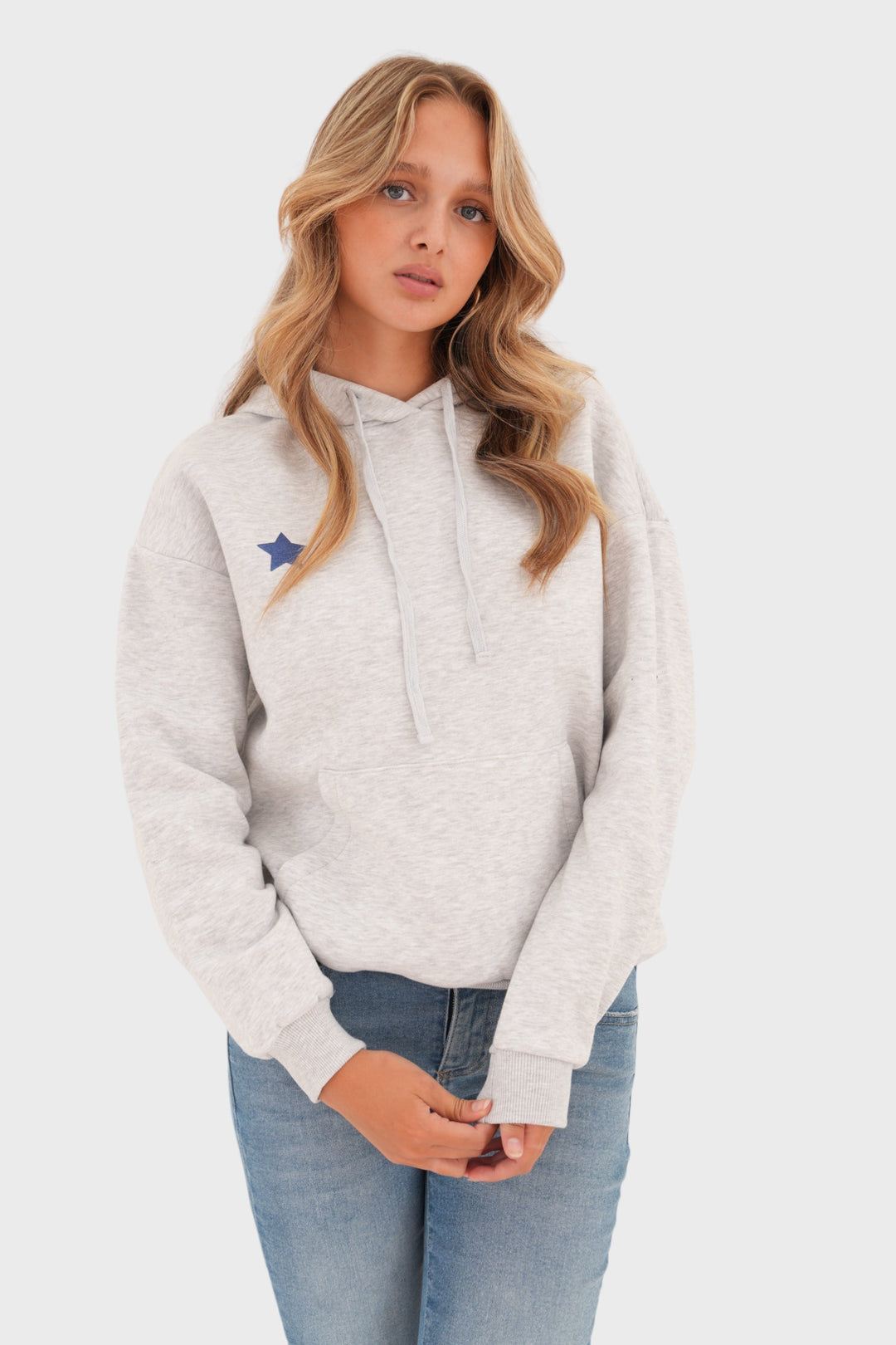 Grey Ladies' Sweater with Playful Star Print - LunaStar-XS-State of Style
