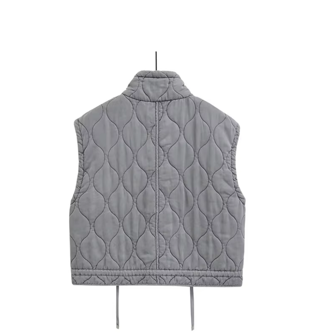 Grey Sleeveless Cotton Waistcoat – Thalia-XS-State of Style
