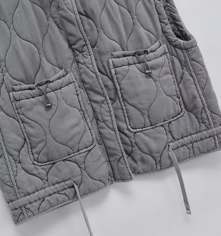 Grey Sleeveless Cotton Waistcoat – Thalia-XS-State of Style