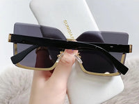 Half-Frame Slim Metal Sunglasses – Sleek & Stylish Design-Green | Pink-State of Style