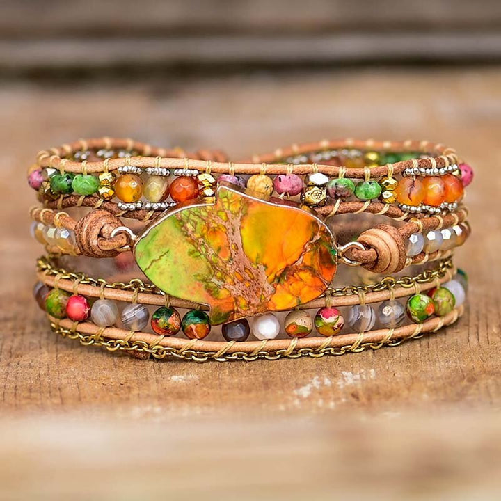 Hamsa wrap bracelet with Amazonite - Zahara-State of Style