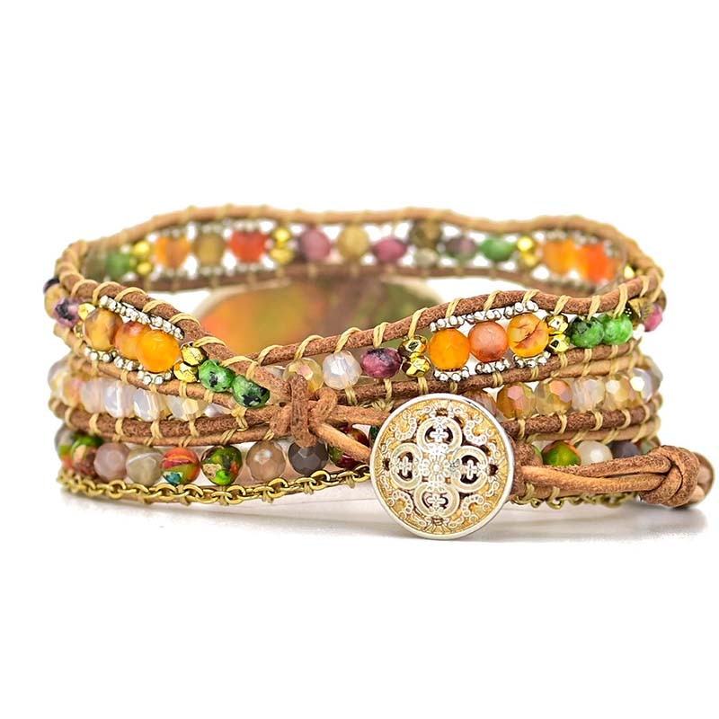 Hamsa wrap bracelet with Amazonite - Zahara-State of Style