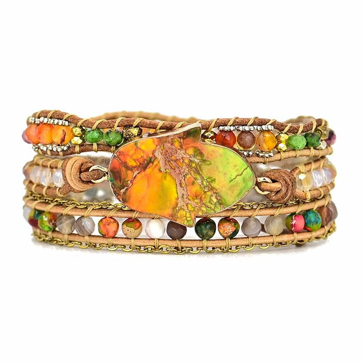 Hamsa wrap bracelet with Amazonite - Zahara-State of Style