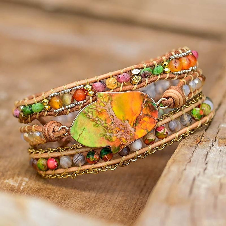 Hamsa wrap bracelet with Amazonite - Zahara-State of Style