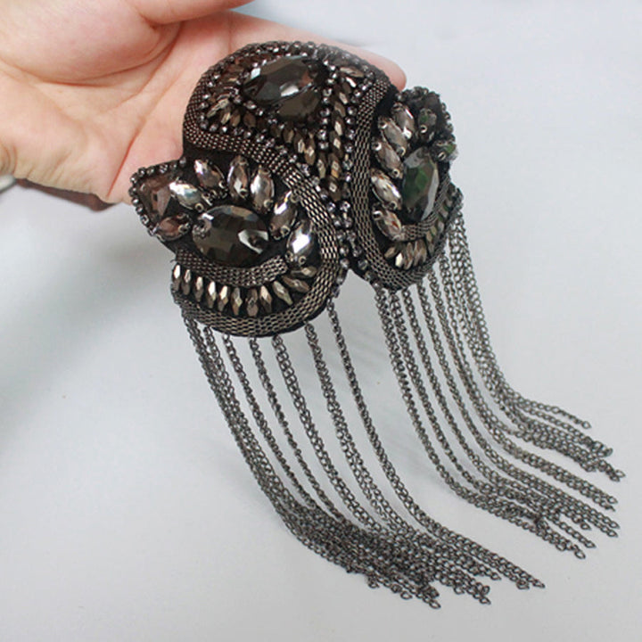 Handcrafted Rhinestone Shoulder Necklace | Fashion Tassel Accessory-Luxury Gold-State of Style