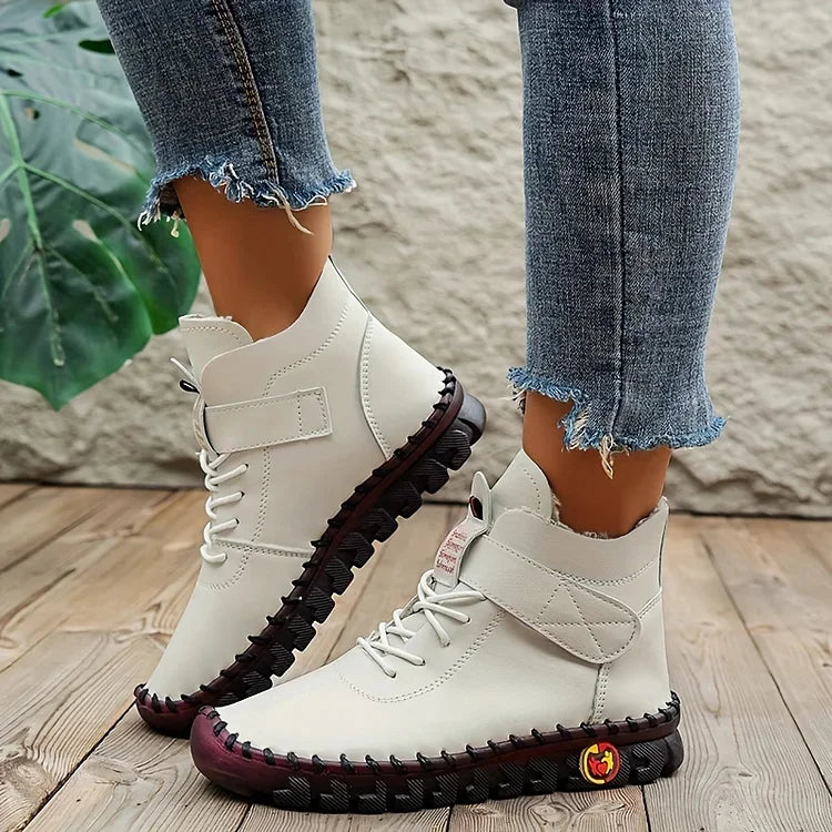 Handmade Comfort Sneaker Boots - Amara-Beige-5-State of Style