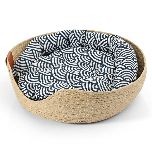 Handmade Comfortable Bed for Cats - LuxeSnooze-Basket + luxury black cot-S-State of Style