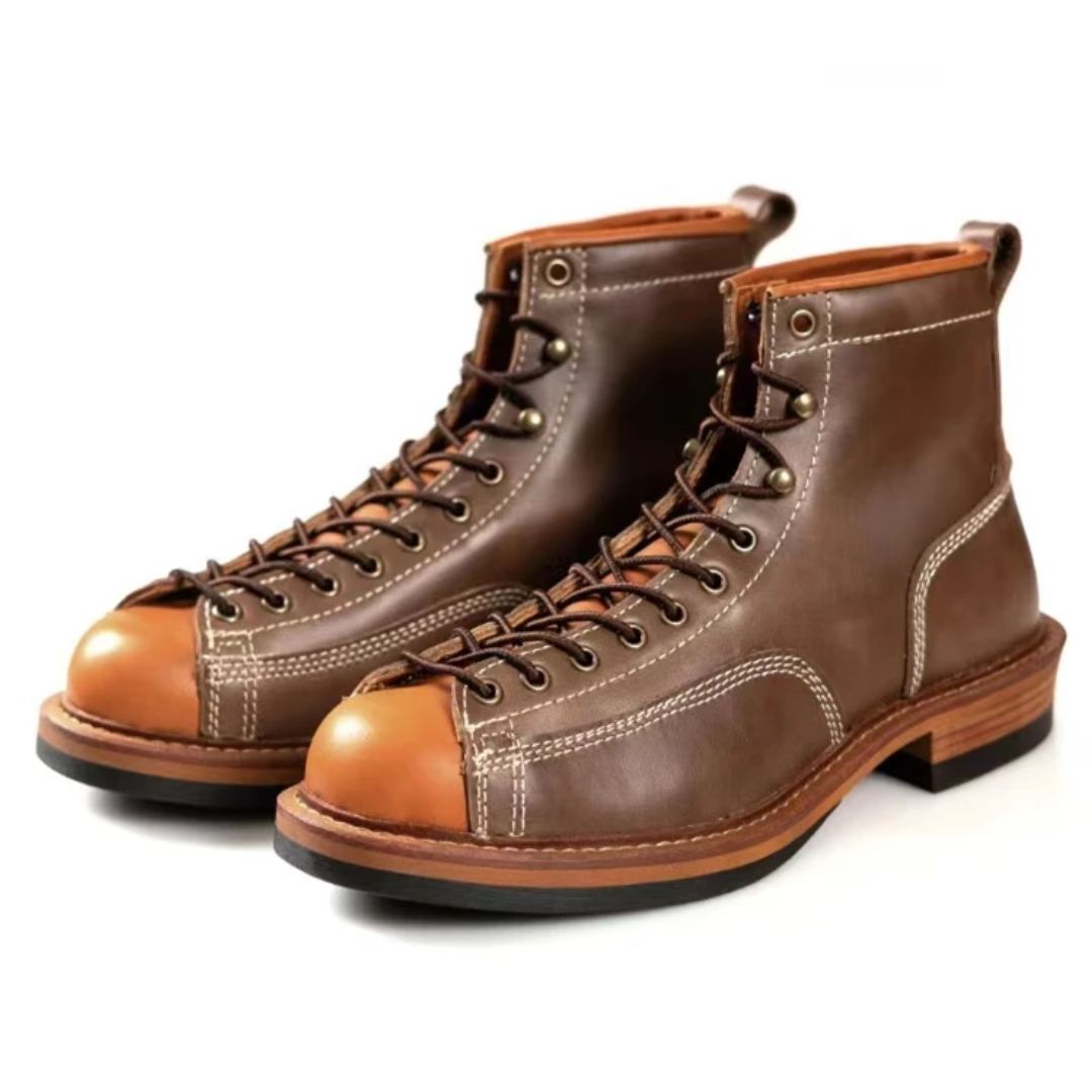Handmade Leather Ankle Boots Lucas – Vintage British Style-Khaki-5.0-State of Style