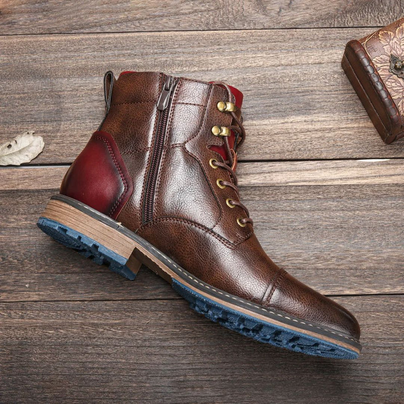 Handmade Vintage Leather Boots Wagner – Classic Zip-Up Design-Grey-6.5-State of Style